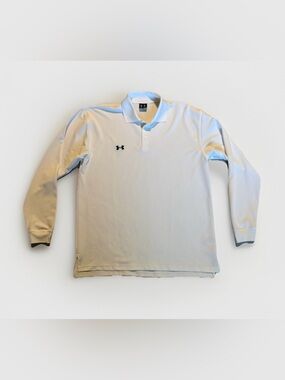 Under Armour White Long Sleeve Polo with Black Logo